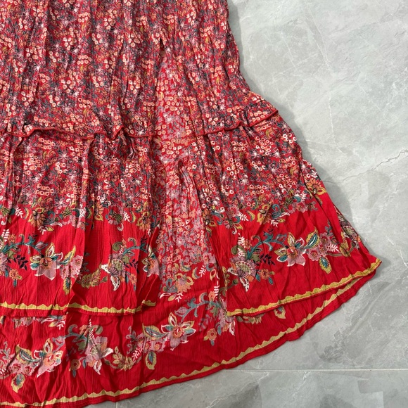 Women’s Angie Floral Maxi Flowy Slit Dress Boho Smocked Hippie Cottage Small - Picture 5 of 16